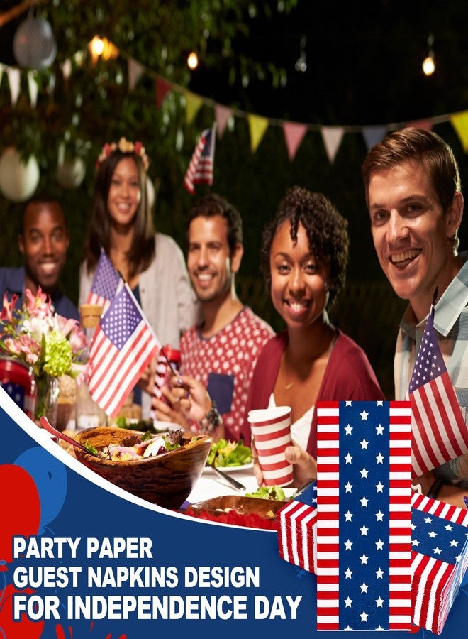 JarThenaAMCS مناديل جارثينا إيه إم سي إس، ٥٠ قطعة، مناديل ورقية حمراء وزرقاء مخططة بنجوم، للاستخدام مرة واحدة، مثالية لعشاء الرابع من يوليو، ولحمام الضيوف، ولحفلات عيد الاستقلال. - Image 5